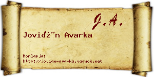 Jovián Avarka névjegykártya